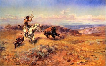  americano Pintura al %C3%B3leo - Caballo del cazador, también conocido como indios de carne fresca, americano occidental Charles Marion Russell
